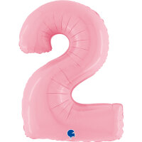 Folienballon Zahl 2 rosa pastell
