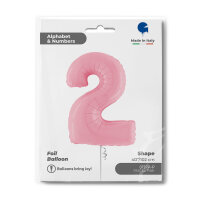 Folienballon Zahl 2 rosa pastell