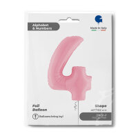 Folienballon Zahl 4 rosa pastell