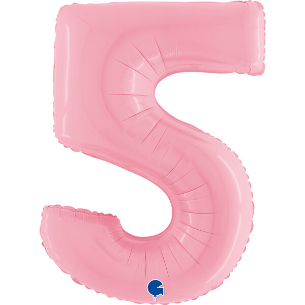 Folienballon Zahl 5 rosa pastell