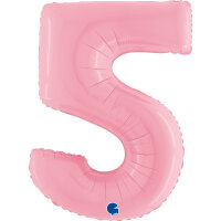 Folienballon Zahl 5 rosa pastell