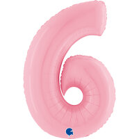 Folienballon Zahl 6 rosa pastell