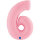 Folienballon Zahl 6 rosa pastell