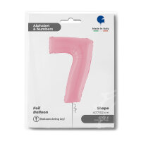 Folienballon Zahl 7 rosa pastell