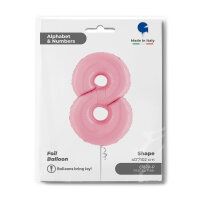 Folienballon Zahl 8 rosa pastell