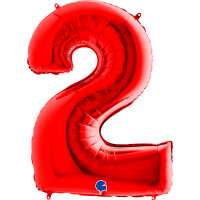 Folienballon Zahl 2 rot
