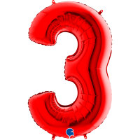 Folienballon Zahl 3 rot
