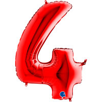 Folienballon Zahl 4 rot