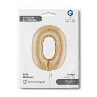 Folienballon Zahl 0 - White Gold