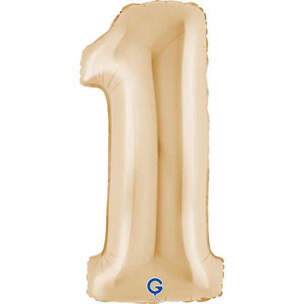 Folienballon Zahl 1 - White Gold