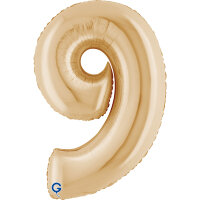 Folienballon Zahl 9 - White Gold