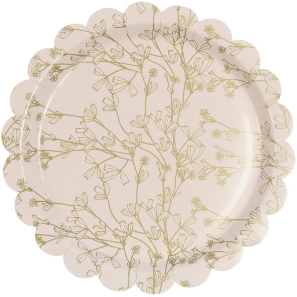 Pappteller Blumen - Apricot/Gol