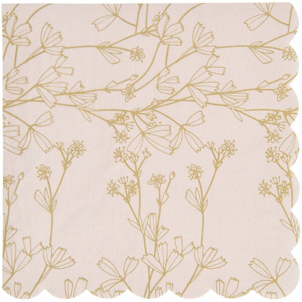 Servietten Blumen - Apricot/Gold