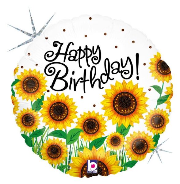 Folienballon HBD - Sonnenblumen