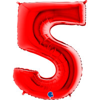 Folienballon Zahl 5 rot
