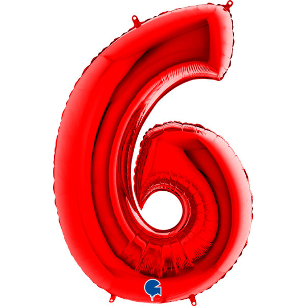 Folienballon Zahl 6 rot