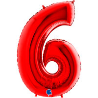 Folienballon Zahl 6 rot