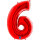 Folienballon Zahl 6 rot
