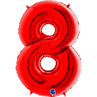 Folienballon Zahl 8 rot