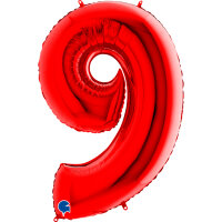Folienballon Zahl 9 rot