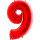 Folienballon Zahl 9 rot