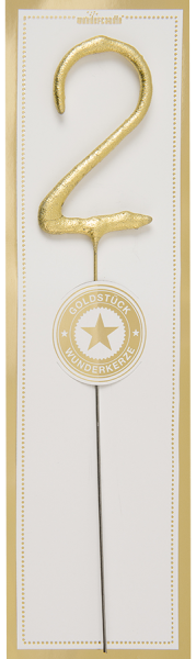 Wunderkerze Zahl 2 gold