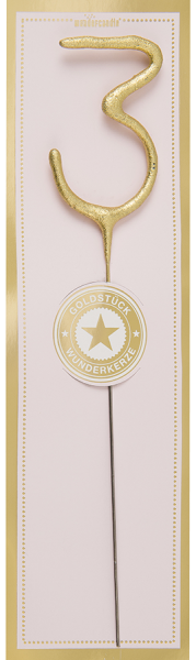 Wunderkerze Zahl 3 gold