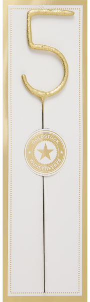 Wunderkerze Zahl 5 gold