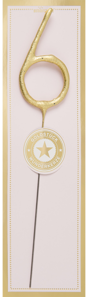 Wunderkerze Zahl 6 gold