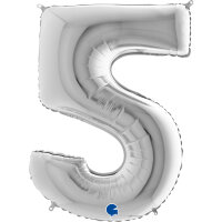 Folienballon Zahl 5 silber