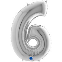 Folienballon Zahl 6 silber