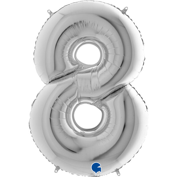 Folienballon Zahl 8 silber