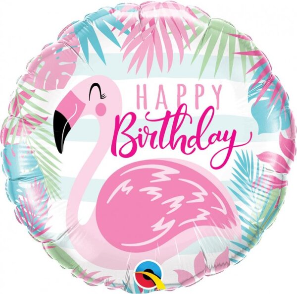 Folienballon HBD -  Birthday Pink Flamingo