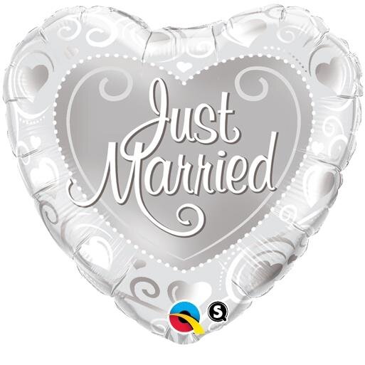 Folienballon Just Married Hearts Silver