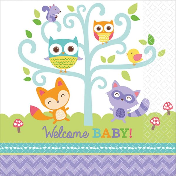 Servietten BABY - Woodland Welcome Baby