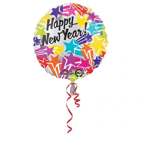 Folienballon HNY - Bright Stars Happy New Year