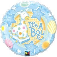Folienballon Baby Its a Boy Giraffe blau