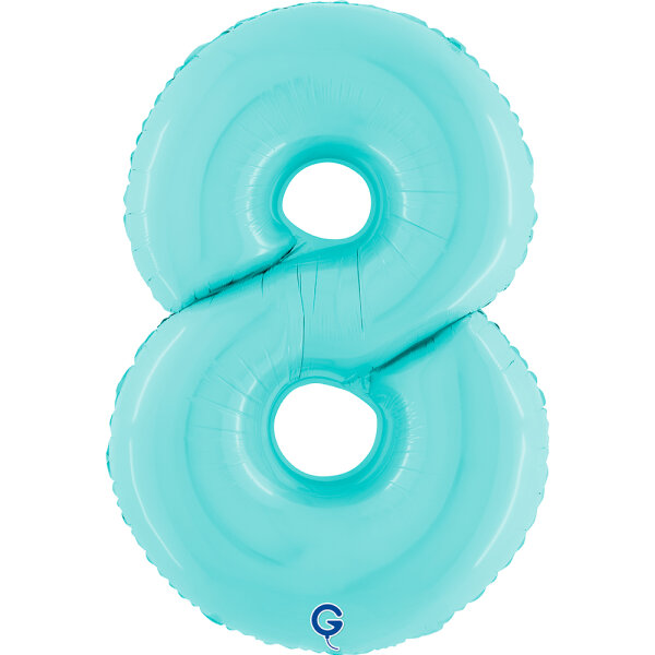 Folienballon Zahl 8 türkis pastell