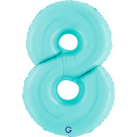 Folienballon Zahl 8 türkis pastell
