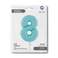 Folienballon Zahl 8 türkis pastell