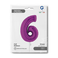 Folienballon Zahl 6 violett