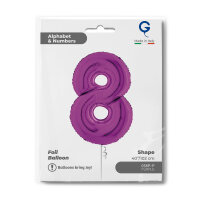 Folienballon Zahl 8 violett