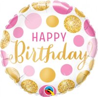 Folienballon HBD - pink & gold Dots