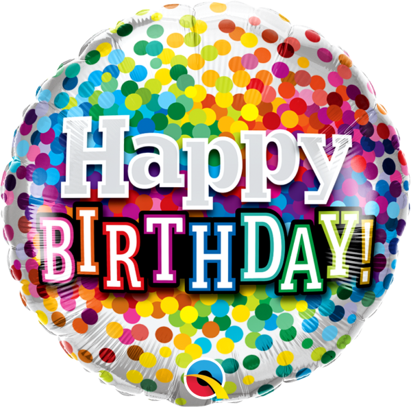 Folienballon HBD - Happy Birthday Rainbow Confetti