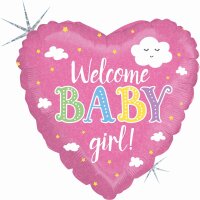 Folienballon BABY - Welcome Baby girl rosa holographic
