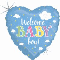 Folienballon BABY - Welcome Baby boy blau holographic