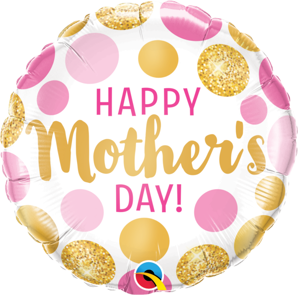 Folienballon HMD - Mothers Day Pink & Gold Dots